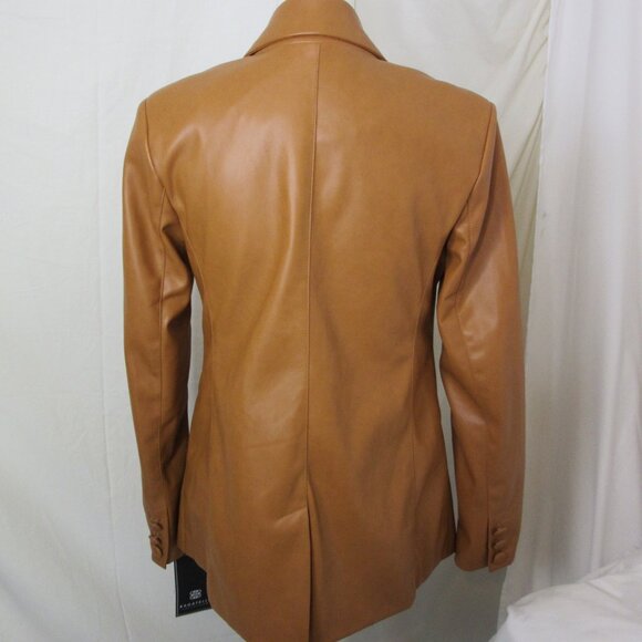 Bagatelle Faux Vegan Leather Structured One Button Blazer Brown Size Small NWT - Picture 6 of 12